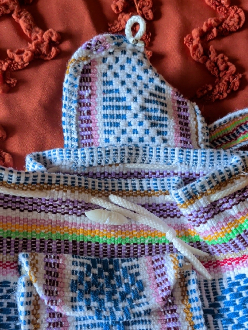 Mexican Multicolor Backpack with Blue Pattern - Picture 4 of 6